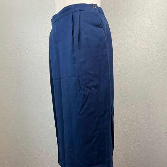Vintage Pendleton Navy Virgin Wool Midi Skirt Size 10 - Picture 3 of 6